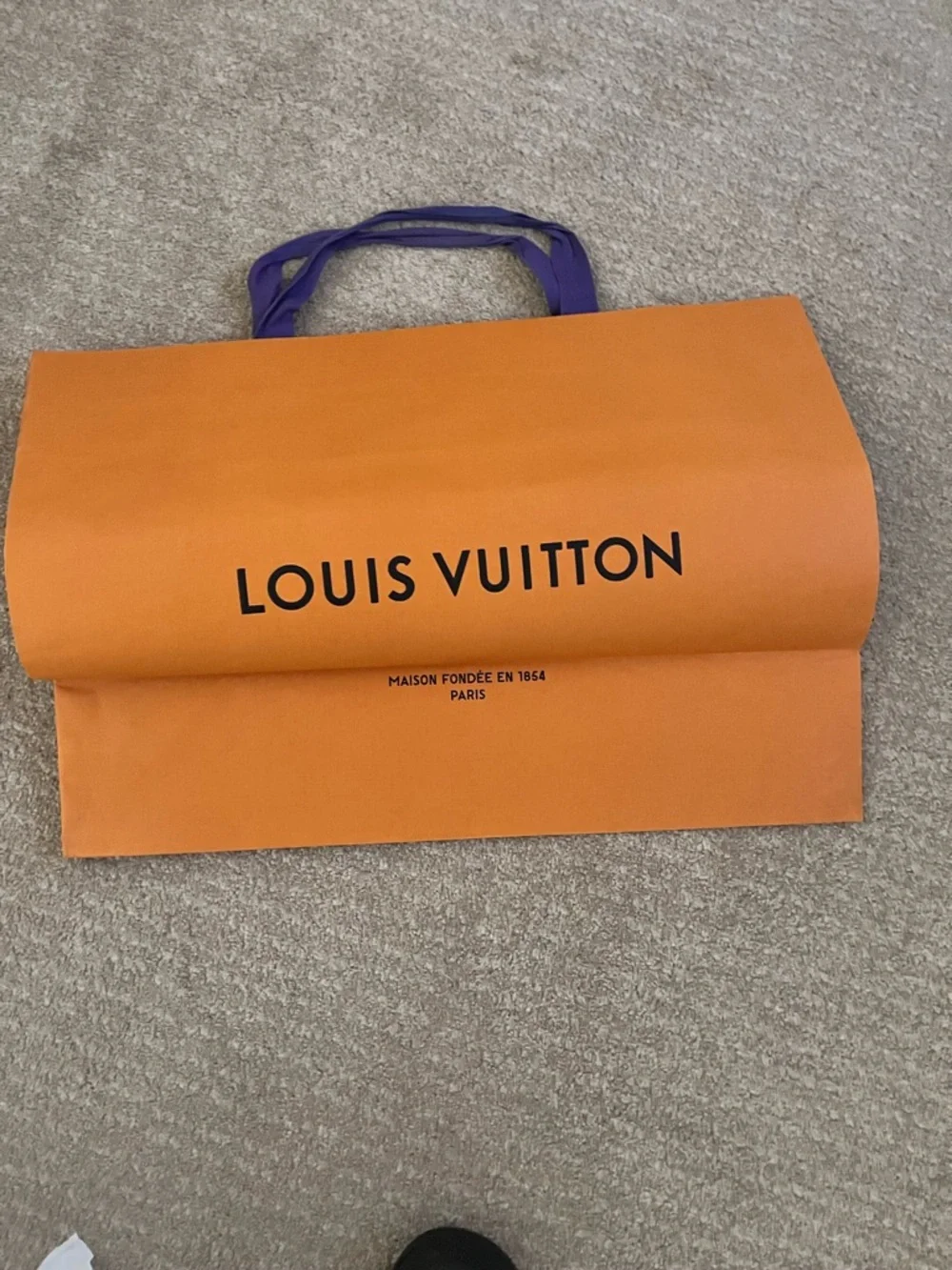 Louis Vuitton - LARGE - Orange Gift Bag with Purple Ribbon Handles